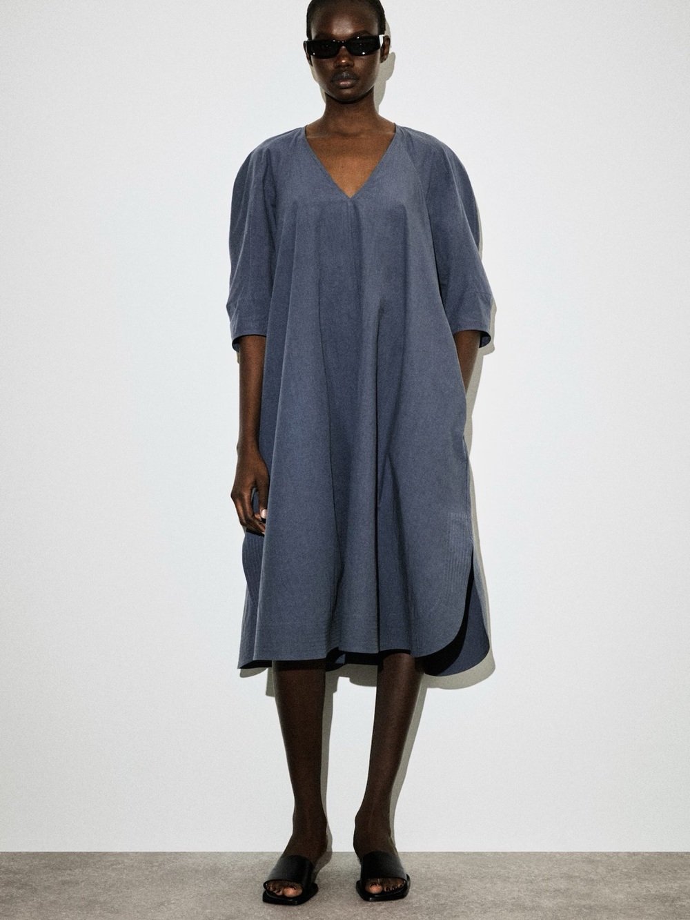 NWT (size 8) COS ROUNDED V-NECK COTTON MIDI DRESS